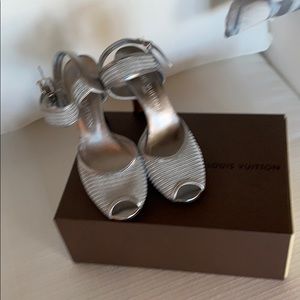 Louis vuitton silver 4inch heel sandals never worn
